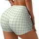 thumbnail image 1 of Fotbe Green Checkboard Shorts Sin Costuras – Shorts Deportivos de Cintura Alta para Mujer, Elásticos para Gimnasio, Yoga, Running o Ciclismo-Large, 1 of 8