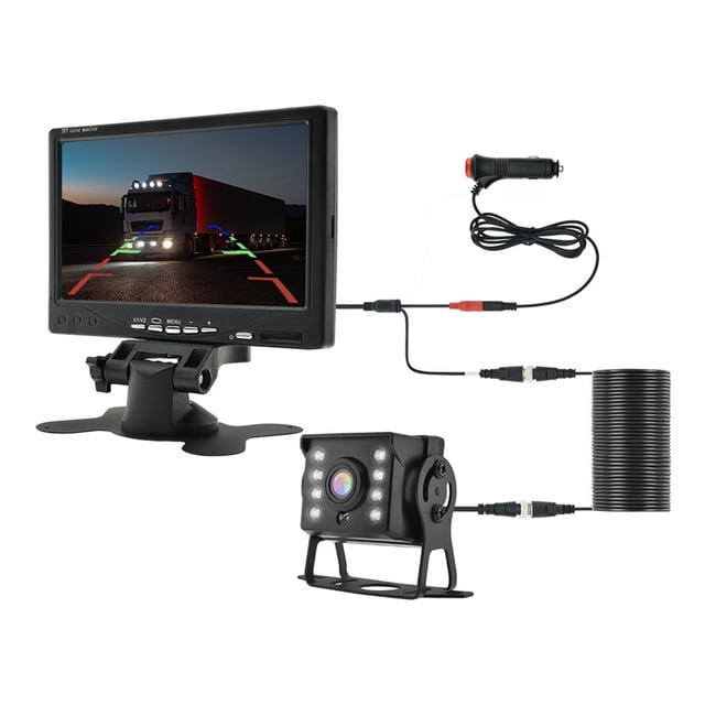 Car Rear View Camera For Truck Parking 7" HD Monitor Trailer 9-36V LED Waterproof Camera With Screen Easy Installation ,Clear Images