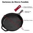 thumbnail image 3 of Sartén de Hierro Fundido,Sartenes Antiadherentes Freír, Distribución Uniforme del Calor, Sarten Hierro Fundido con Funda Protectora de Mango, para Freír Saltear Pizza Filete (26cm), 3 of 7