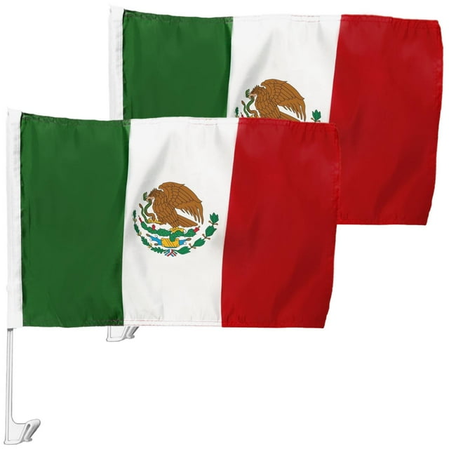 Bandera para Coche VentDepot MXcarFlag 2 Pzas 30x45cm Tela Poliéster Asta Plástico Coche Tricolor