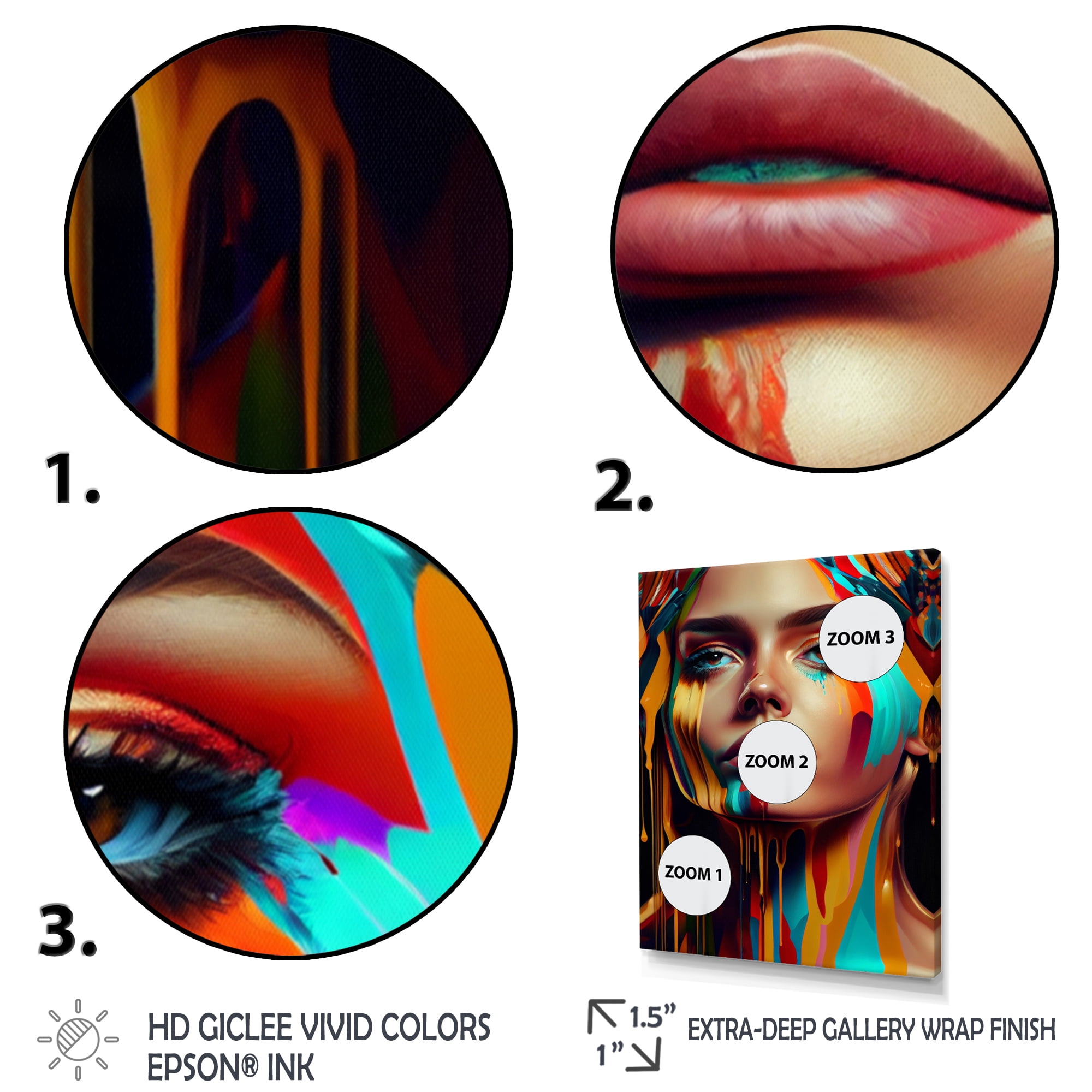 Designart Vibrant Creative Woman Portrait V Canvas Wall Art