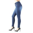 thumbnail image 4 of Fashion2Love Women's Juniors Colombian Design Butt Lift Push Up Mid Waist Skinny Jeans, 4 of 9