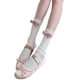 thumbnail image 2 of Calcetines largos con ribete de volantes, calcetines informales de punto con volantes y puños con lazos para niñas y mujeres, lazo rosa, tamaño libre, 2 of 12