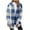 Blue, variant on Women's Fleece Plaid Jacket Long Sleeve V Neck Coats Open Front Sherpa Shacket Fall Winter Warm Outwear