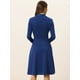 thumbnail image 3 of Vestido hasta La rodilla Allegra K manga larga tejido cuello anudado mujer Azul Real S, 3 of 6