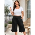 thumbnail image 3 of FEREMO Plus Size Pajama Pants for Women Wide Leg Lounge Pants with Pockets High Waisted Sleepwear Bottoms 3 Pack, 1X-5X, 3 of 9