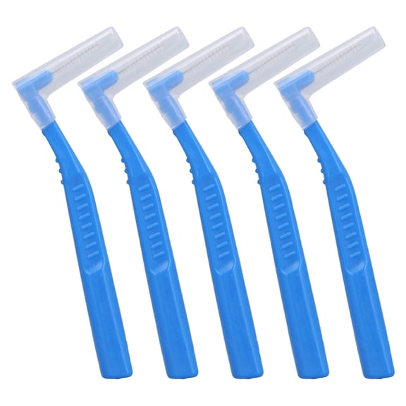 BIMZUC 5‑Pack L‑Shaped Interdental Brushes – Flexible, Flat‑Line Design for Effective Plaque Removal & Orthodontic Care (Blue)