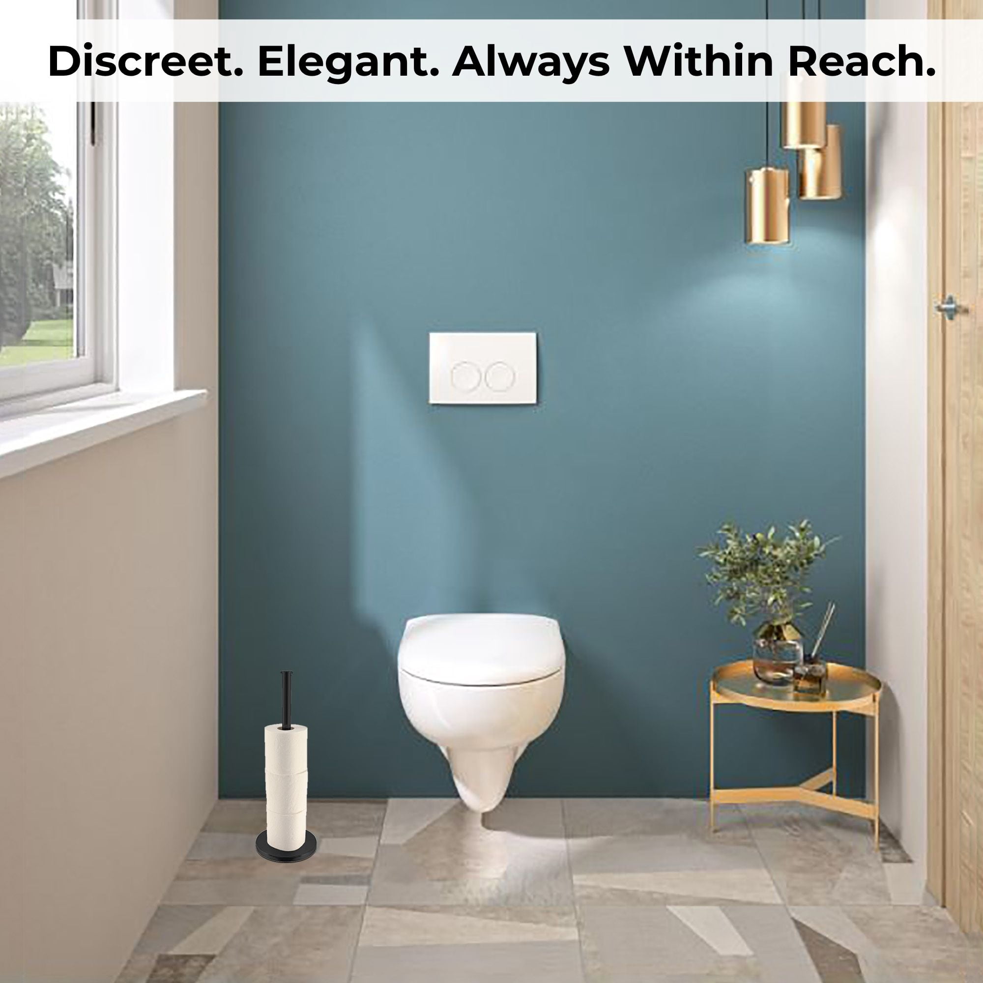 Black Toilet Paper Holder Stand