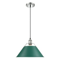Yep by Golden Lighting Orwell 1-light 14in Pendant in Chrome and Pine Green shade