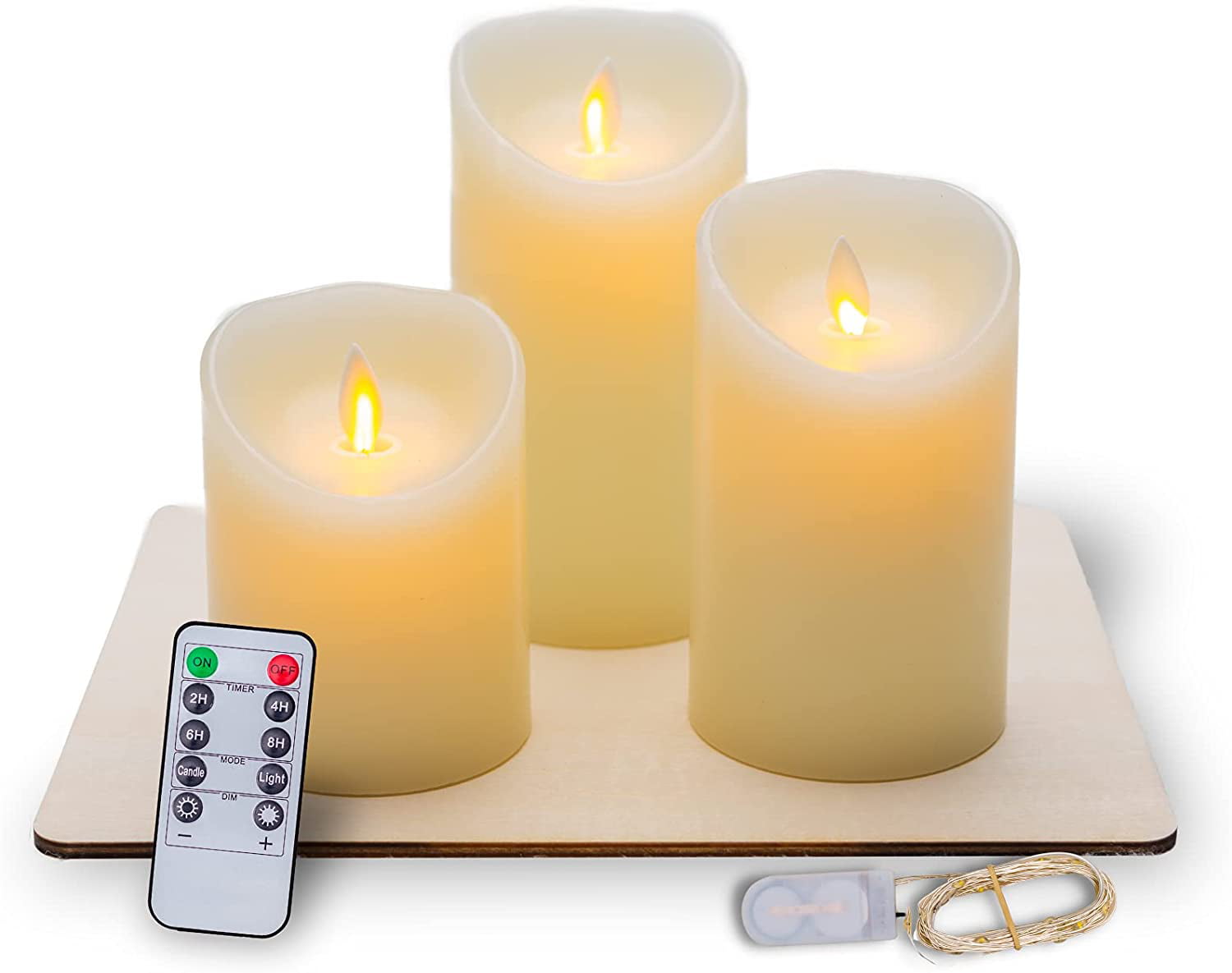 5" 6" Wax Flameless LED Candles with Faith Family Friend EcoGecko Set of 3  4" 