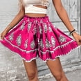 thumbnail image 2 of Ruimatai Women's Bohemian Printed Wide Leg Shorts Casual Comfortable Elastic Waist Summer Beach Shorts Fashion, 2 of 9