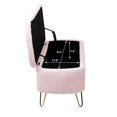 thumbnail image 3 of Comfort Stretch 39" Length Storage Ottoman Bench for Living Room,Pink Faux Fur Bedroom Bench with Entryway Oval Storage Upholstered Fabric Footrest Stool Padded Seat with Gold Legs, 3 of 9