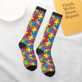 thumbnail image 6 of Womens Autism Awareness Puzzle Piece Pattern Knee High Socks Comfy Thermal Boot Long Socks, 6 of 7