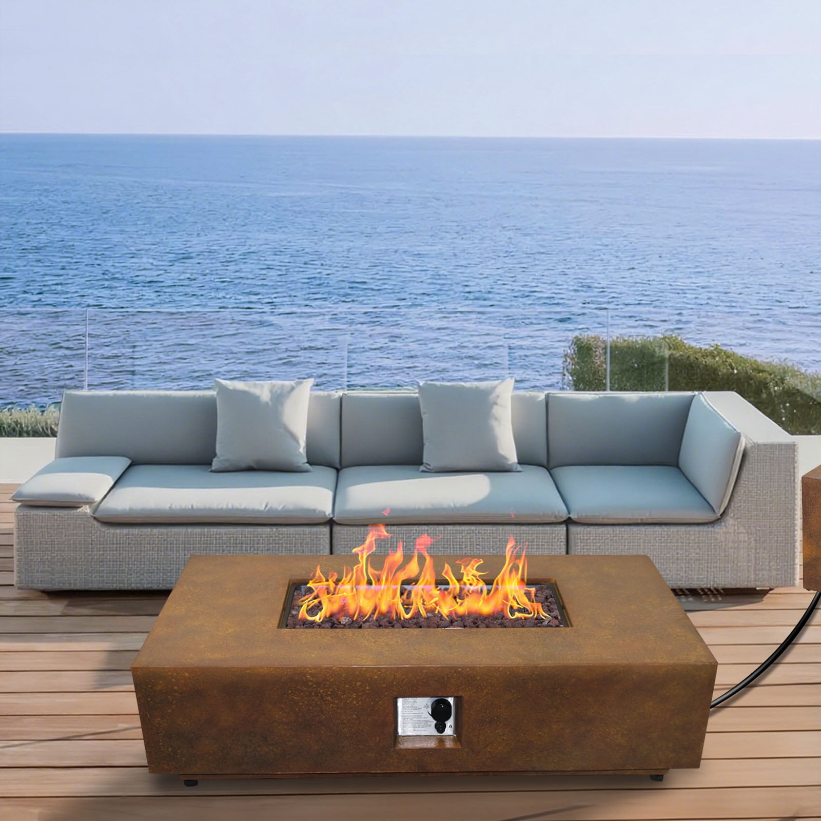 Afterglow Firepits All Terrafab External Gas Tank for Outdoor Use Rectangular 50000 Btu, Rusty Brown