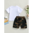 thumbnail image 4 of LMLYSoH Baby Boys Shorts Set, Short Sleeve Letters Print T-shirt with Camouflage Shorts Summer Outfit, 4 of 9