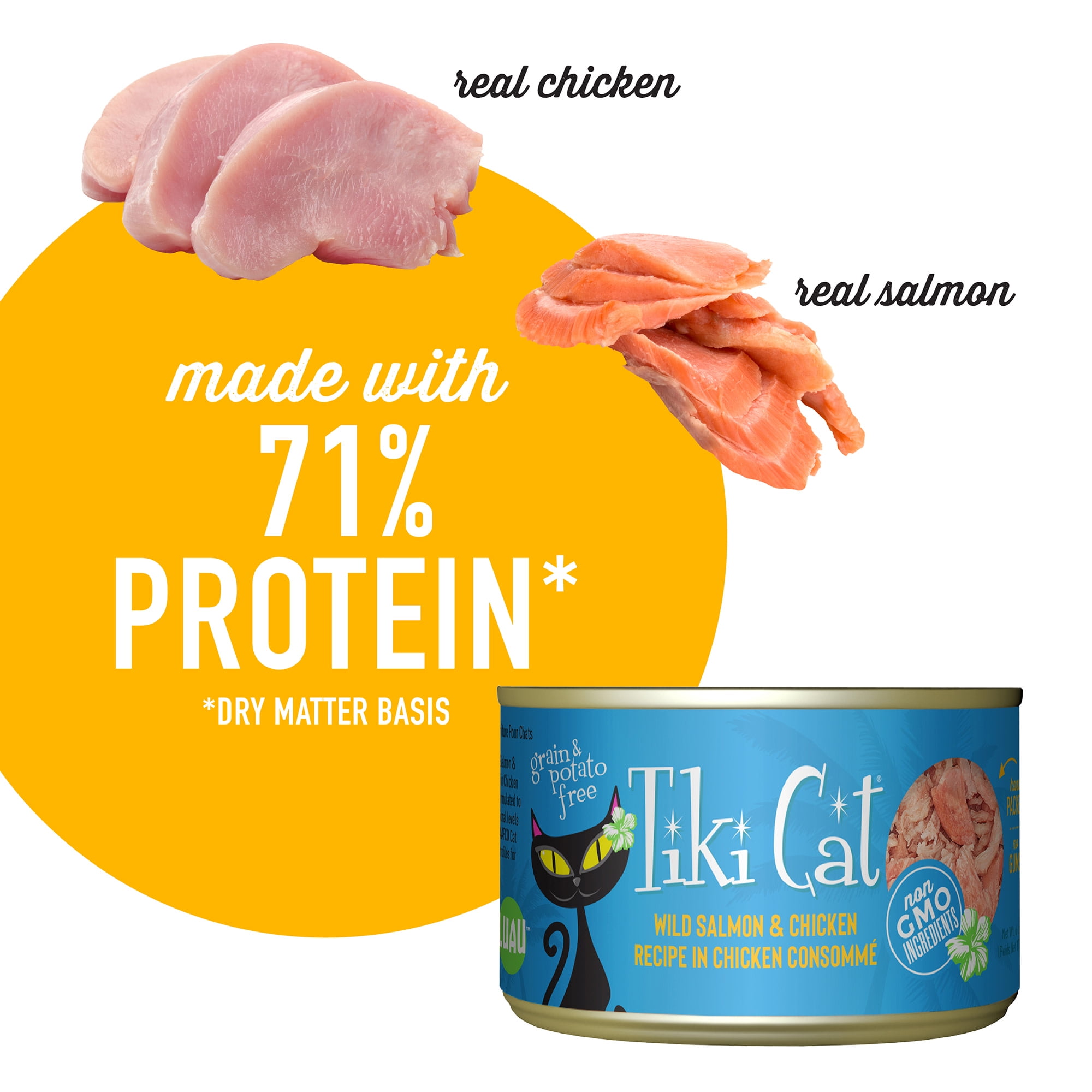 (6 pack) Tiki Cat Luau Wet Cat Food, Wild Salmon & Chicken, 6 oz. Can