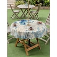 thumbnail image 4 of Outdoor Tablecloth with Umbrella Hole for Patio/Picnic/Party/Camping, Blue Octopus Coastal Waterproof Table Cloth Round Cover Washable, Coral Summer Beach Nautical Ocean Beige (Dia 54"), 4 of 8