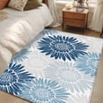 thumbnail image 4 of Navy Blue Blue Gray Sunflowers Area Rugs 4x6 ft Abstract Blooming Floral Washable Rug Non Slip Indoor Carpet Absorbent Floor Mat for Living Room Bedroom Dining Room, 4 of 9