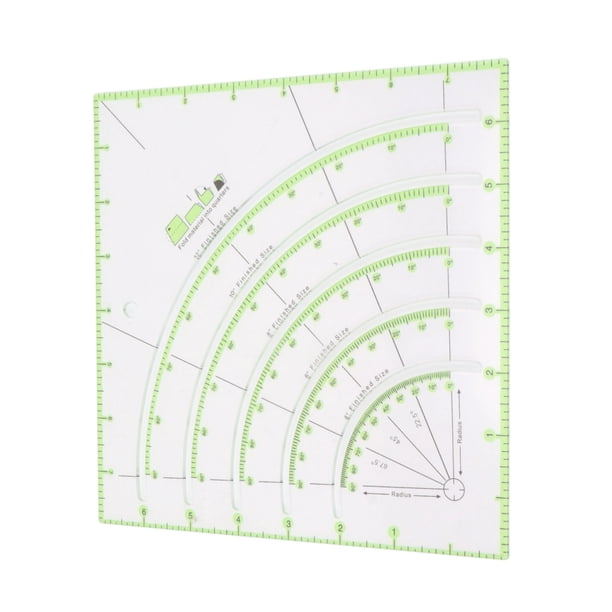 Regla Cortadora De Círculos Para Colchas, Regla Para Acolchar Multifuncional Eficiente De 8 Pulgadas, Marcadores Verdes Brillantes, Precisos Para Patchwork, Herramienta Artesanal