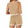 thumbnail image 4 of Sleeveless Women 2 Pieces Sets Waved Print Tank Tops & Shorts Suit, 4 of 5