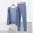 thumbnail image 2 of Womens 2 Piece Lounge Sets Pajamas Modal Long Sleeve Open Front Cardigan Top High-waisted Pants Loungewear Set, 2 of 5