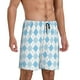 thumbnail image 2 of Balery Blue and White Squares Pantalones cortos de pijama de punto de algodón para hombre con cinturilla y bolsillos-XX-Large, 2 of 6