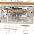 thumbnail image 5 of JERFIT Farmhouse Dining Table Set for 4, Retro Extendable Round Kitchen Table with 4 Upholstered Chairs, Solid Wood Expandable Dining Set in Off White, 5 of 10
