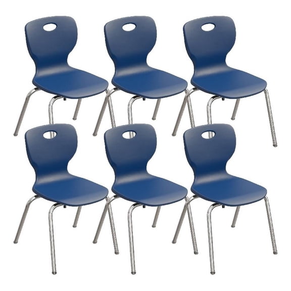 Correll CSC 14" Classic Metal/Plastic Stacking Student Chair in Navy (Set of 6)