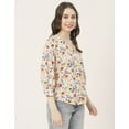 thumbnail image 3 of Moomaya Chic Printed V Neck Cotton Shirt - 3/4 Sleeves Regular Fit Casual Top, 3 of 9