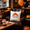 thumbnail image 6 of Halloween Pillow Covers Decorative Fall Cute Ghost Plush Faux Fur Throw Pillow Cover 18x18 Inch Soft Pumpkin Accents for Sofa Couch Bed Living Room Festive Home Decor - White Orange A, 6 of 6