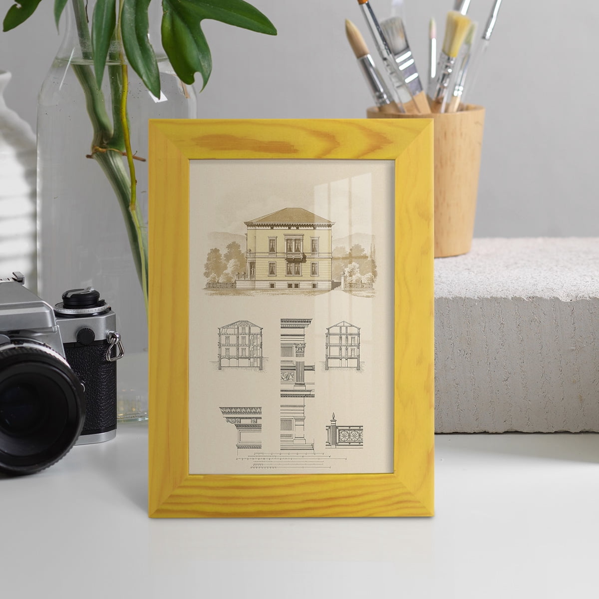 Estate and Plan II -Framed Print w/glass-Sunflower Yellow
