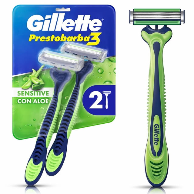 Rastrillo Gillette Prestobarba3 Sensitive con aloe vera, piel sensible, 2 pzas