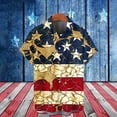 thumbnail image 3 of WREESH Men's Hawaiian Shirt Independence Day Print Button-Down with Lapel Short Sleeve Summer Casual Khaki, 3 of 5