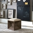 thumbnail image 5 of Uttermost Jia Coastal Wood and Fabric Ottoman in White/Woodtone, 5 of 6