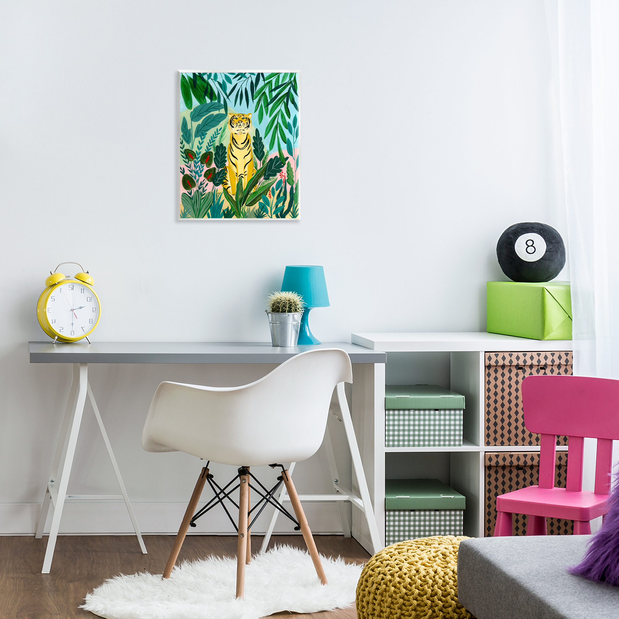 Stoic Tiger Tropical Forest Wall Plaque Art, design by Nabeela Rumi