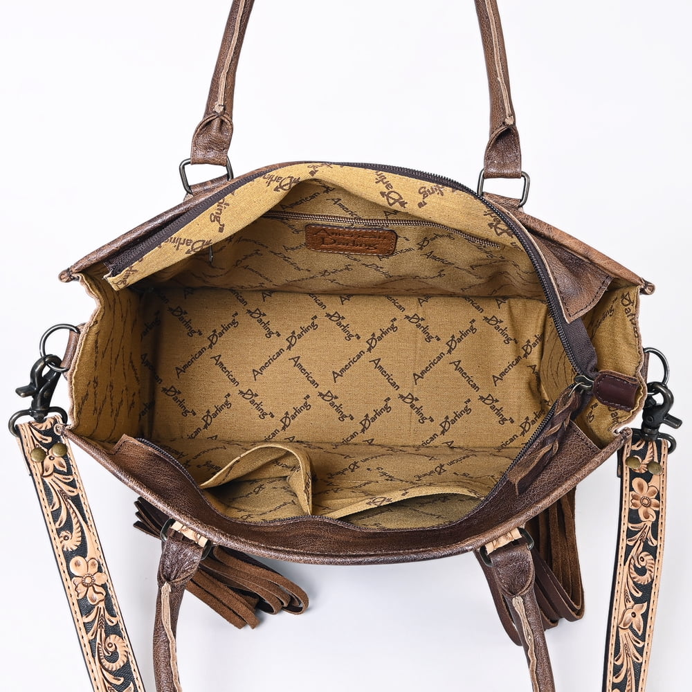 AD American Darling ADBG230T Briefcase Hand Tooled Hair-On Genuine Leather Women Bag Western Handbag Purse