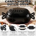 thumbnail image 2 of Ktaxon 5QT Enameled Cast Iron Dutch Oven with Upgraded Textured Handles, Candy-Shaped Sourdough Bread Baking Pot, Oven Safe to 500°F, Obsidian Black, 2 of 14