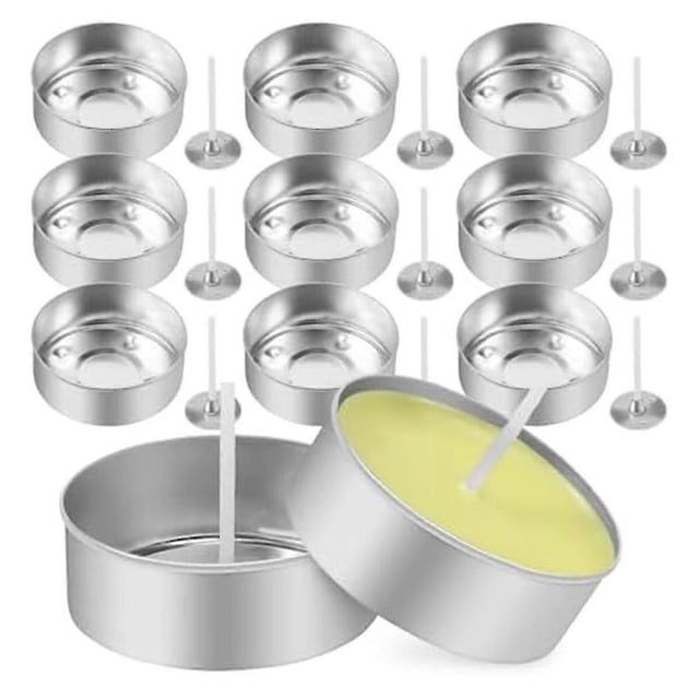 150 vasos de aluminio para velas de té, latas de metal para velas de té con 150 mechas de vela, velas vacías para amantes de las velas