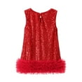 thumbnail image 4 of lsirc Toddler Girls Sequin Dress A-Line Sparkly Sleeveless Wedding Gown Party Dresses for Girls, Red, 8-9 Years, 4 of 6