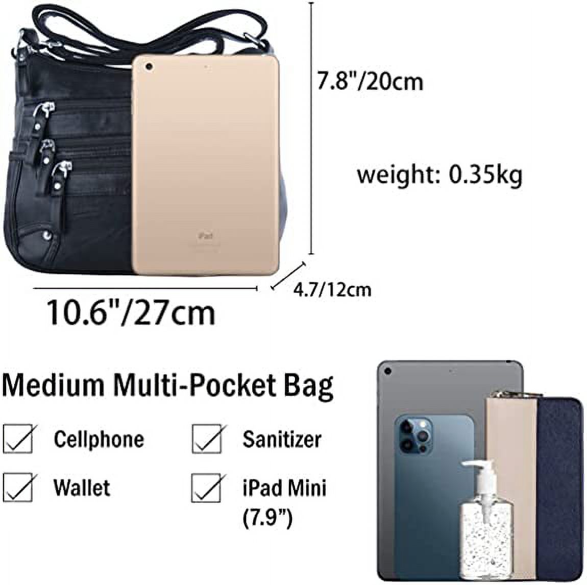 Ailongcity Crossbody Purse, Multi-Pocket, Medium, Black photo 4