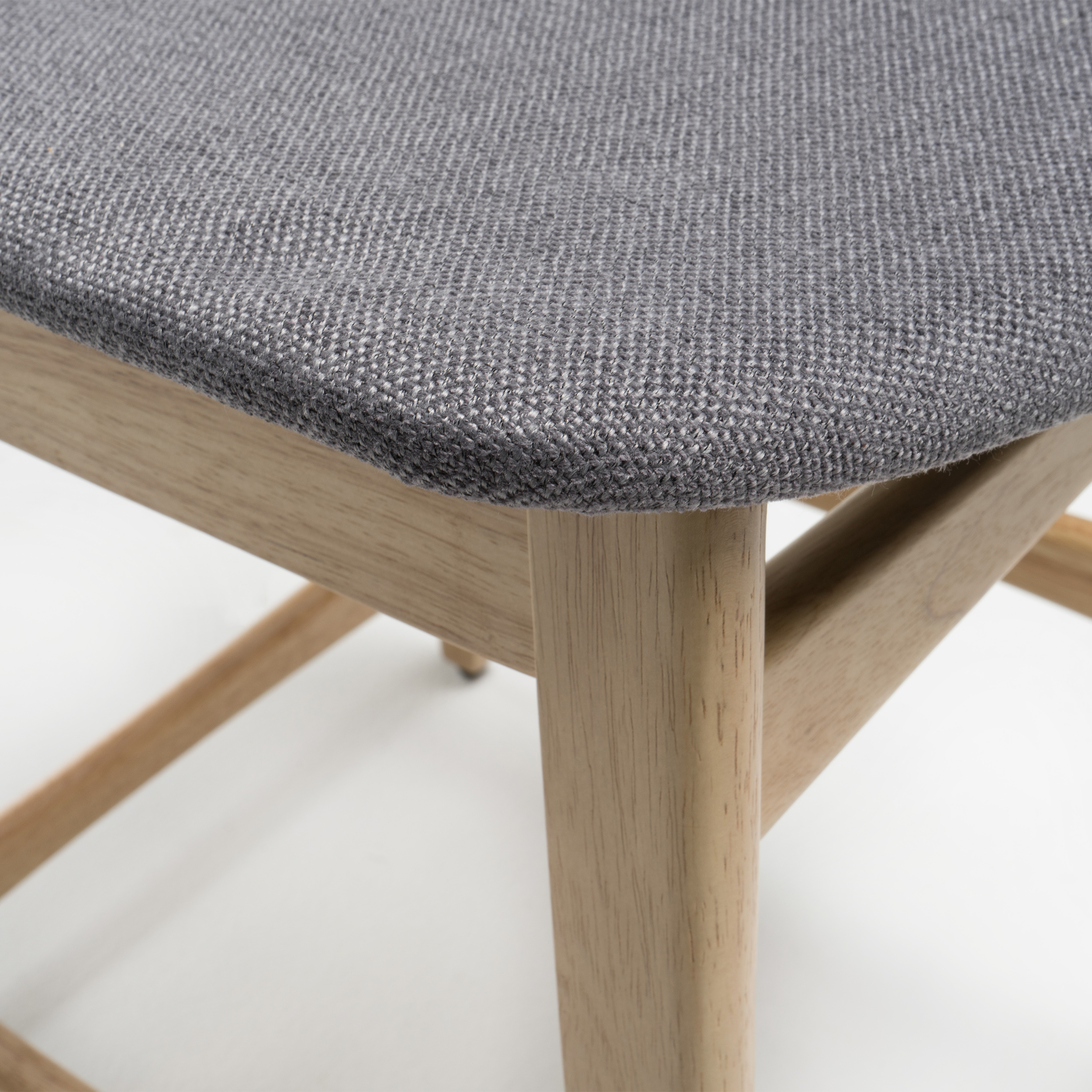 Noble House Gillian Fabric Counter Chair, Set of 2, Dark Grey, Natural Oak