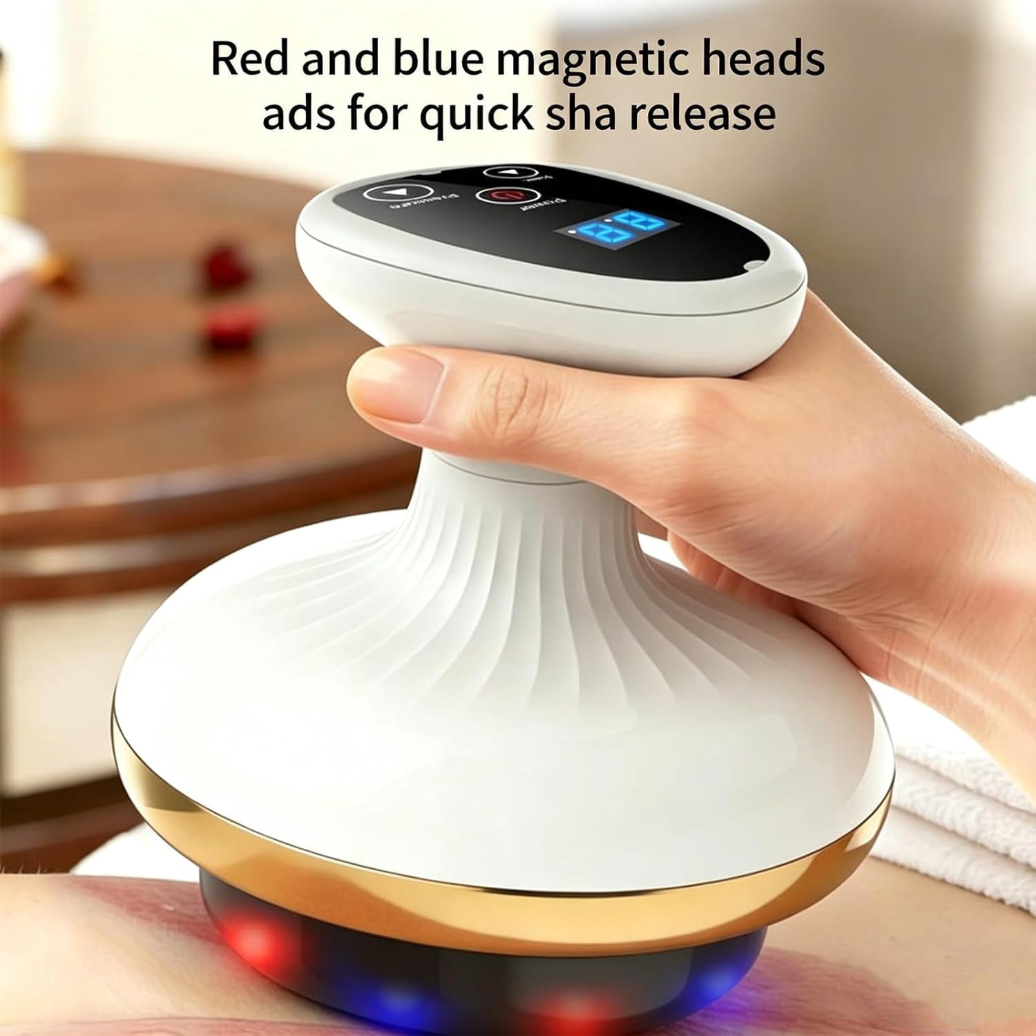 Cellulite Massager with Suction & Red Light, 9 Levels, Gold