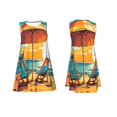 thumbnail image 3 of Bixox Vintage Beach Sunset Print Women's Sleeveless A-Line Dress with Pockets, Casual Knee-Length Tank Dress for Summer-Large, 3 of 7