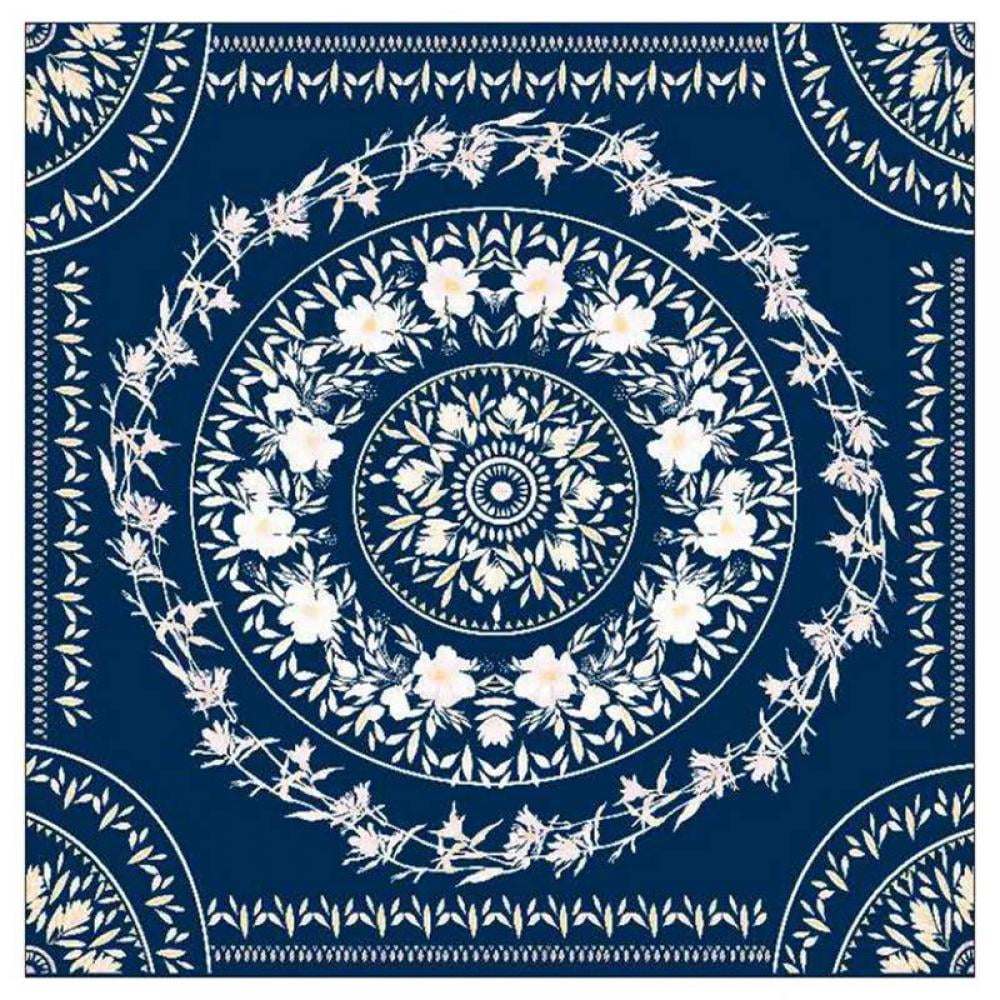 Omber Sky-Blue Curtain Cotton Fabric Wall Hanging Screen-Print Ethnic Indian Art 