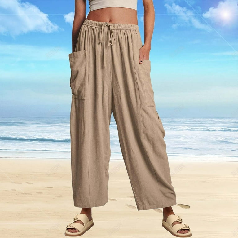 Manxivoo Wide Leg Sweatpants Lillusory Women'S Linen Wide Leg