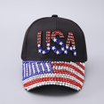 thumbnail image 7 of Jiibva American Flag Baseball Cap Sparkle Rhinestone USA Flag Trucker Hat Adjustable Hip Hop Hat for Men Women, 7 of 7