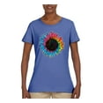 thumbnail image 2 of Wild Bobby, Colorful Tie Dye Sunflower Womens, Streetwear, Womens Graphic Tees, Light Blue, 2XL, 2 of 3