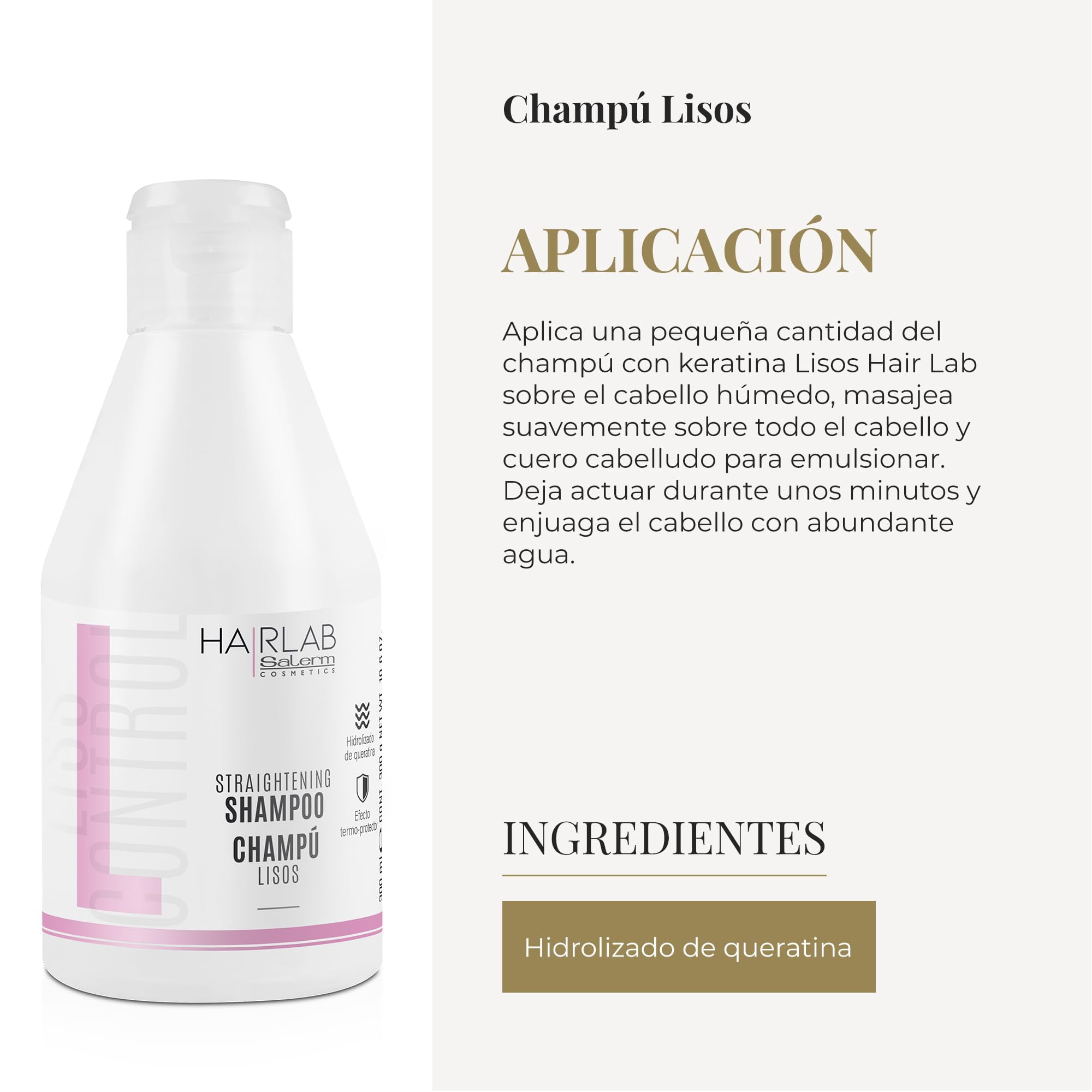 Salerm Cosmetics HAIRLAB  STRAIGHTENING 2-PIECE KIT for Damage Hair,  Shampoo 10.6oz + Mask 8.2oz