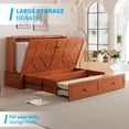thumbnail image 6 of Mjkone Queen Murphy Bed Cabinet with Mattress and USB Charging Station, Folding Chest Bed For Living Room/Bedroom/Guest Room, Red, 6 of 8