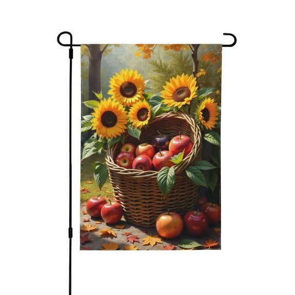 Autumn Sunflower Apples Harvest Garden Flag Double Sided 12x18 Inch Yard Flag Fall Seasonal Outdoor Decor Farmhouse Decor Thanksgiving Decoration